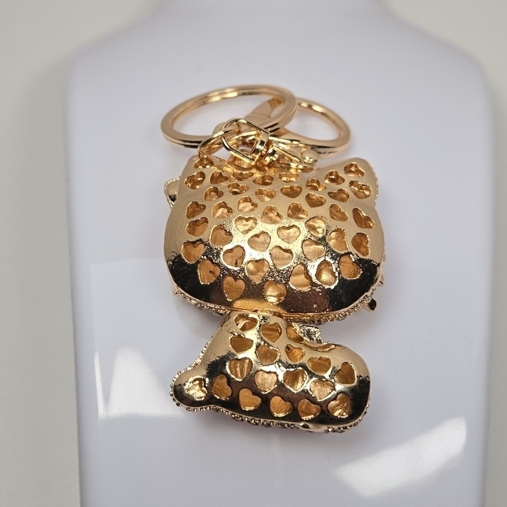 Hello Kitty Rhinestone Keychain Pink and Gold Tone - Picture 5 of 6